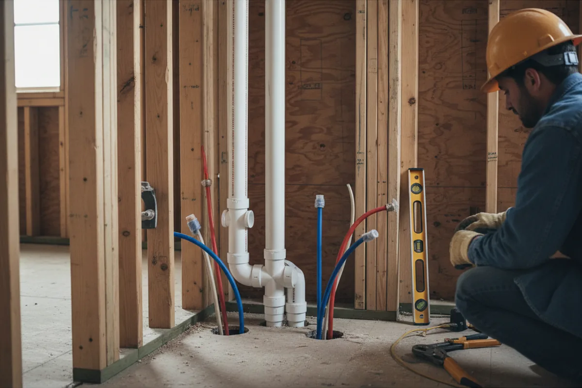 Drain and supply rough-in during Drain Cleaning in Lindenwood