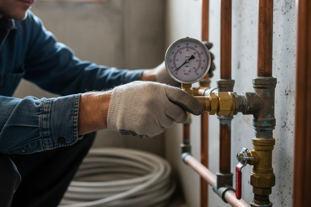 Pressure testing a repaired line during Water Line Repair in Lindenwood